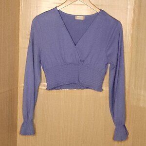 Altar'd State Purple Textured Long Sleeve Cropped Top Large